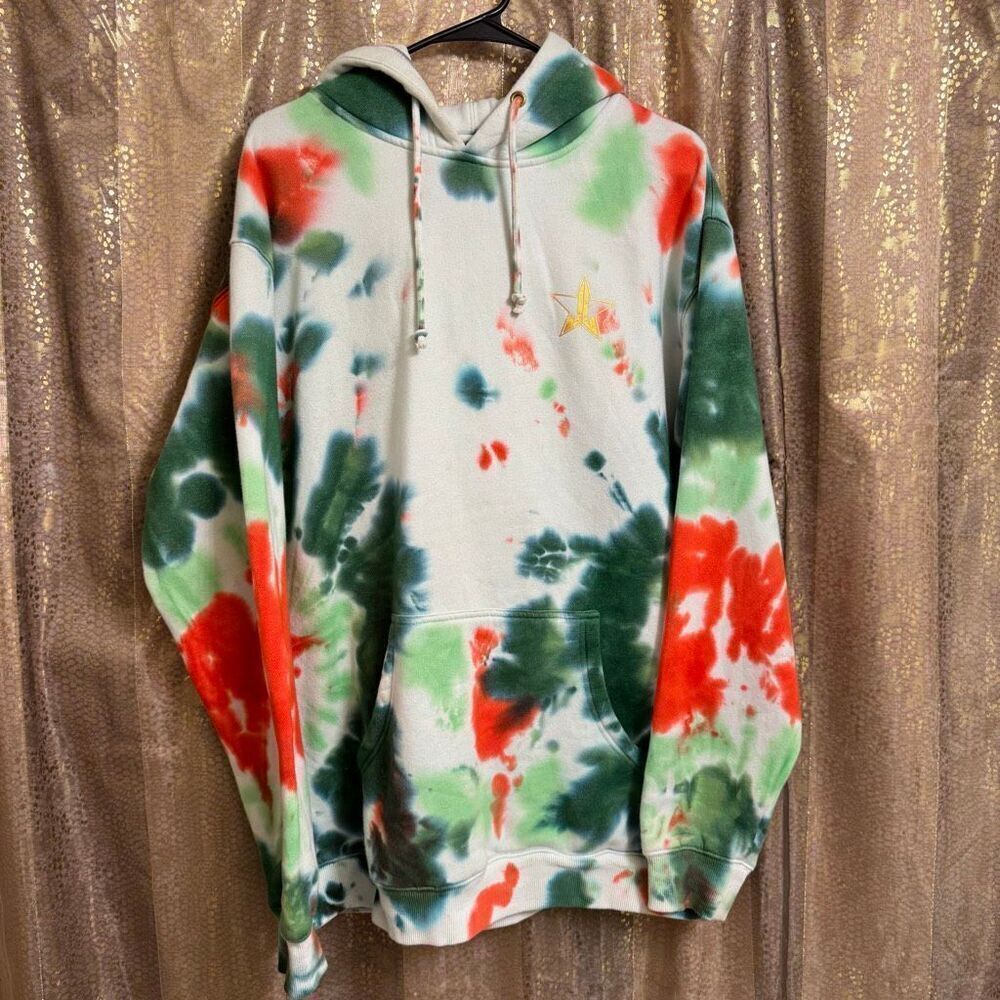 Jeffree Star Christmas Holiday Snowcone Tie Dye Hoodie Red Green Large